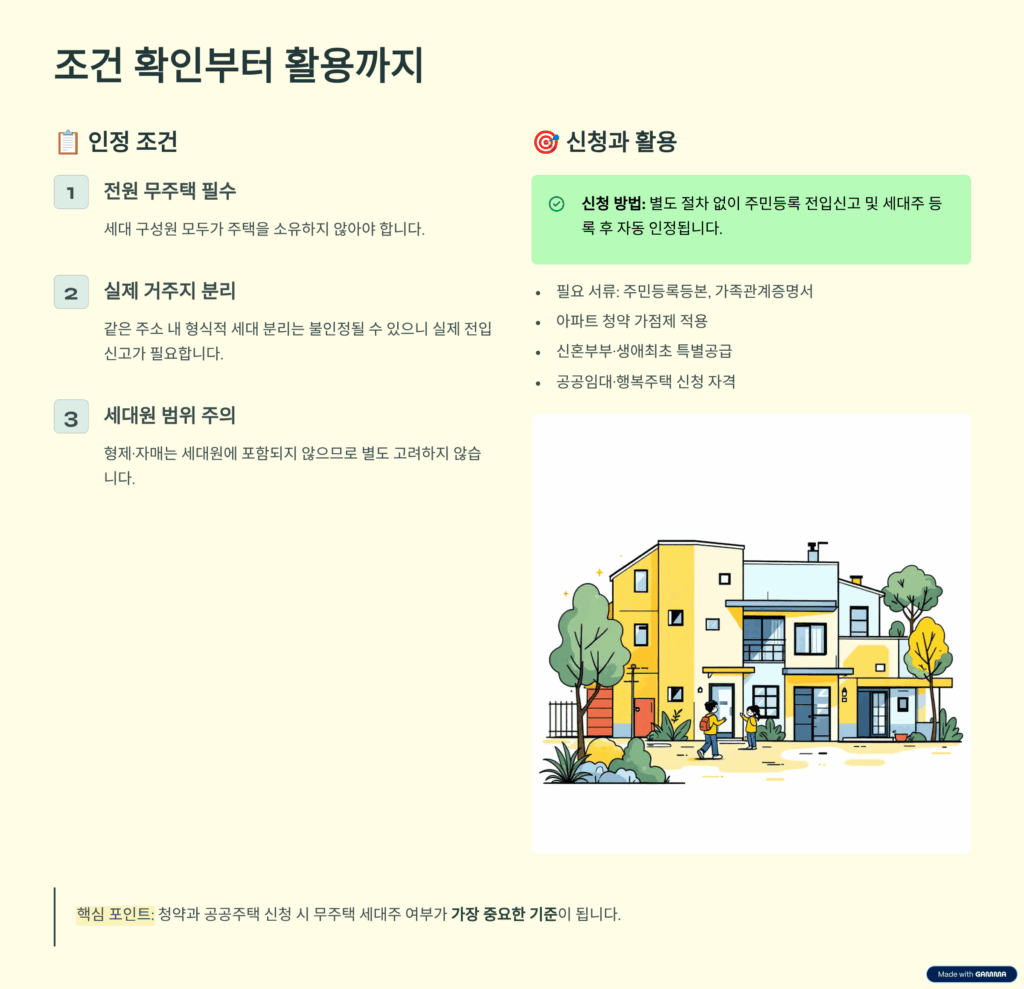 무주택 세대주 조건과 활용방법에 대한 이미지입니다.